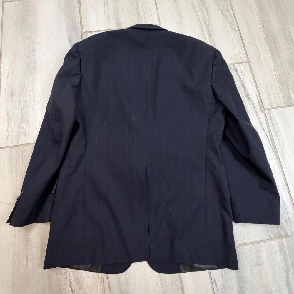 Christian Dior Monsieur Navy Blue Pinstripe Blazer 42R Vintage Two Button Jacket